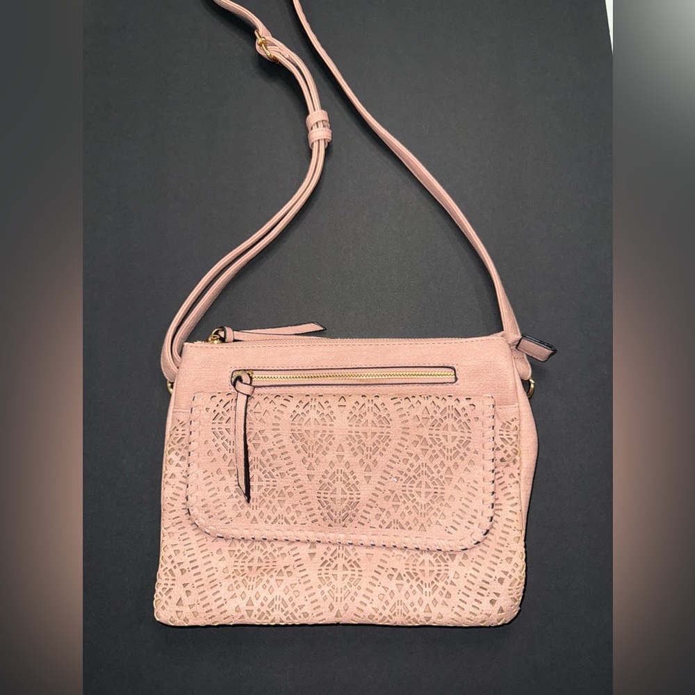 Pink Blush Boho Western Crossbody Bag unbranded vegan leather 3 pockets
